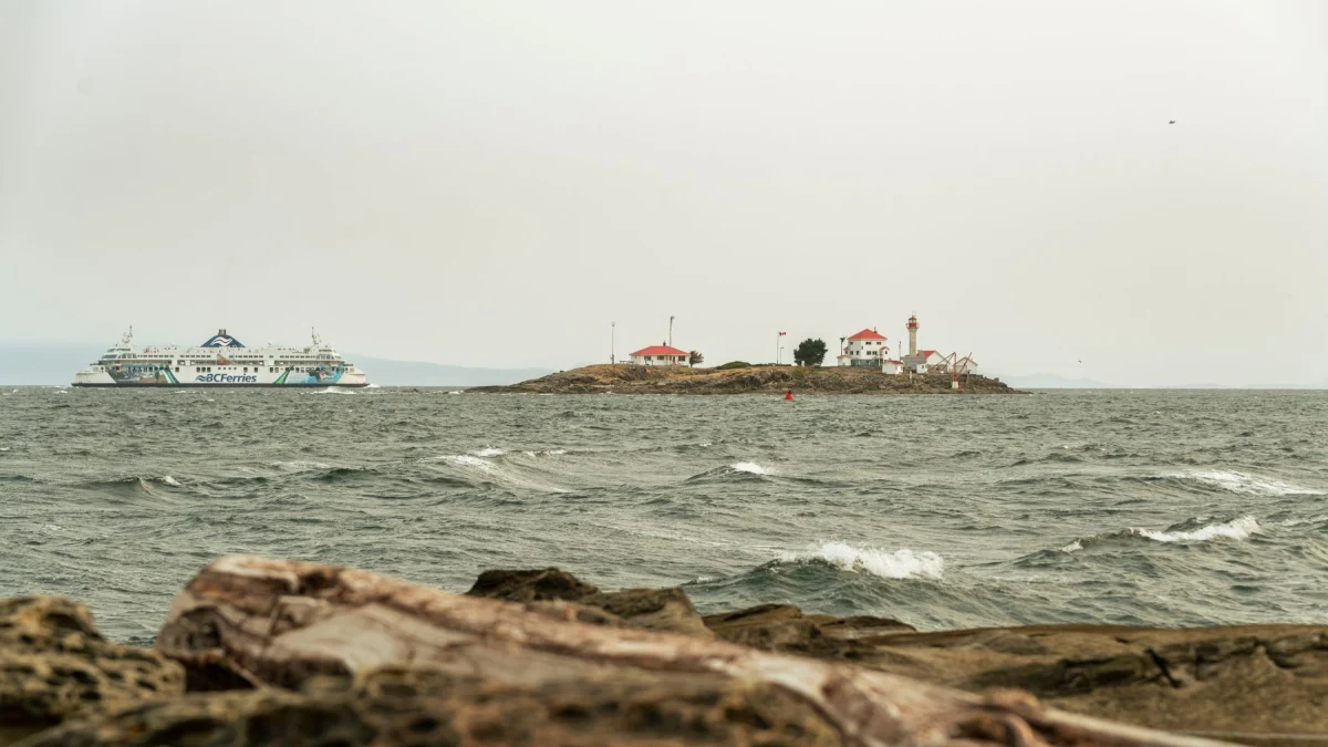 Ferry crossing coastal waters near Vancouver Island