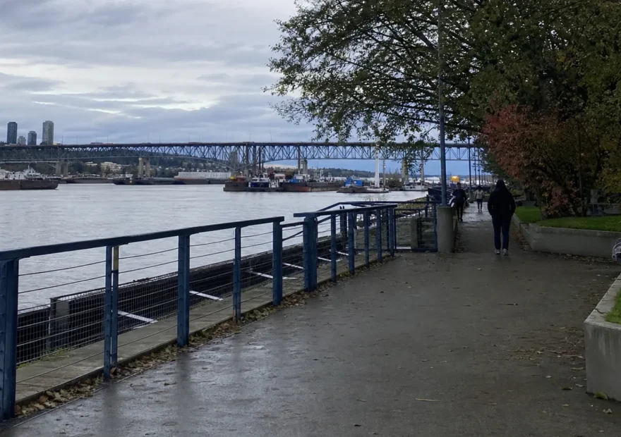 New Westminster riverfront walkway beside the Fraser River