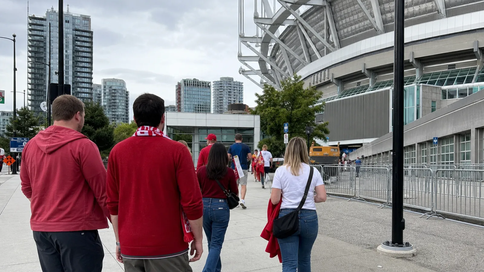 Soccer fans arriving at BC Place in Vancouver