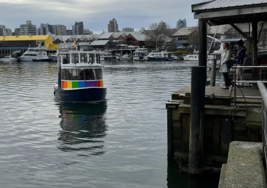 Small passenger ferry approaching Granville Island