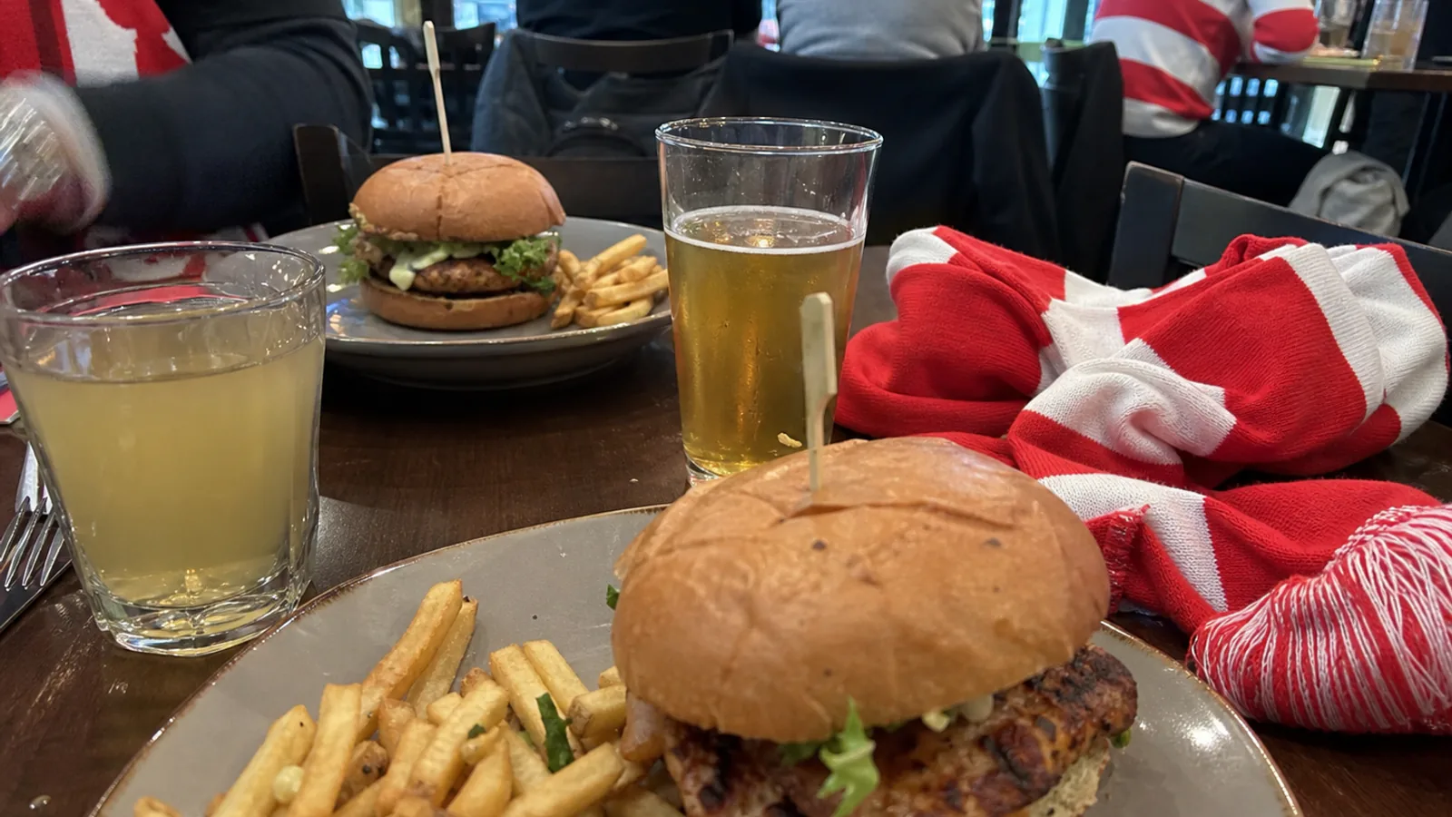 Burgers, fries and drinks before a soccer match in Vancouver