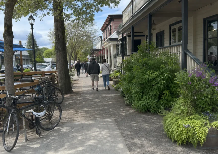 Visitors walking through Fort Langley on a weekend