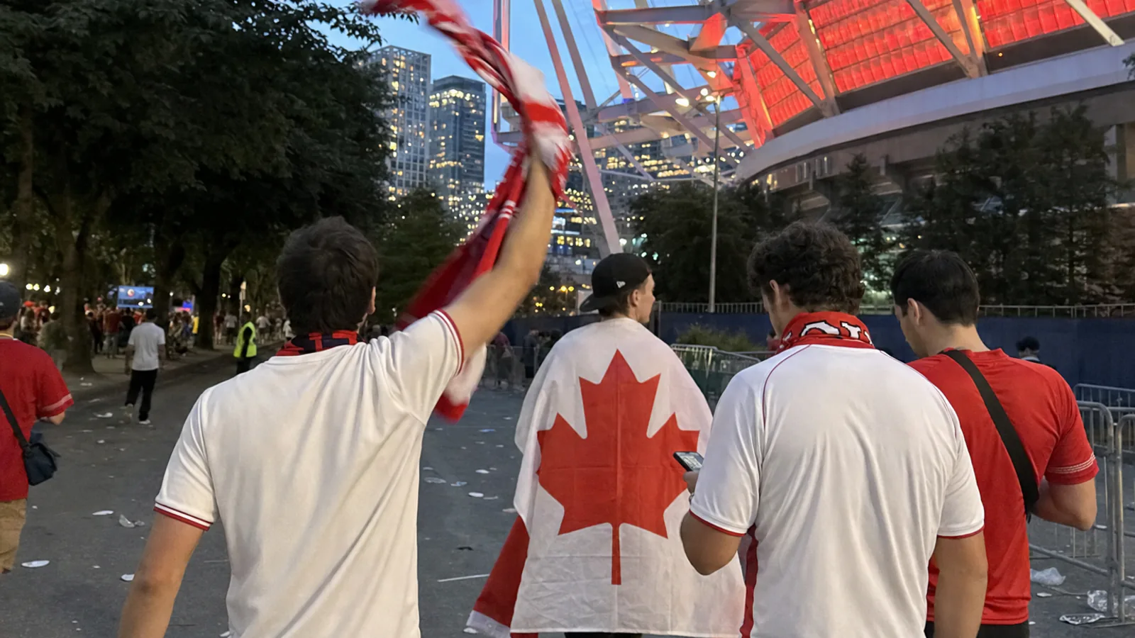 Canada supporters leaving BC Place after a soccer match
