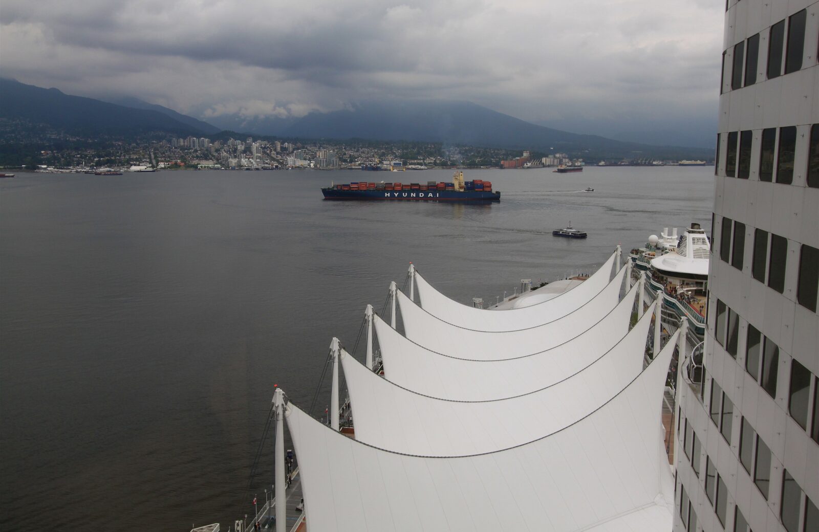 Canada Place cruise terminal viewed from downtown Vancouver