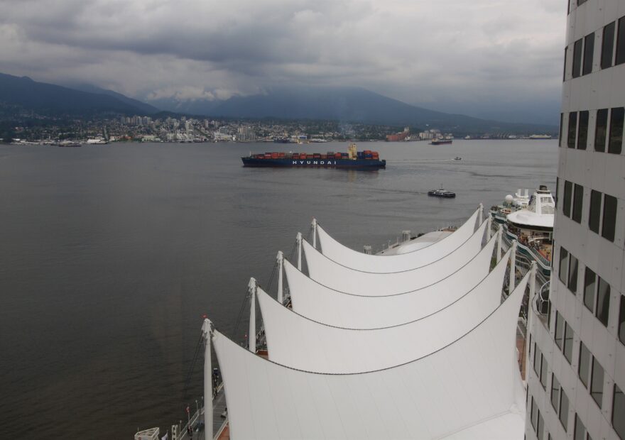 Canada Place cruise terminal viewed from downtown Vancouver